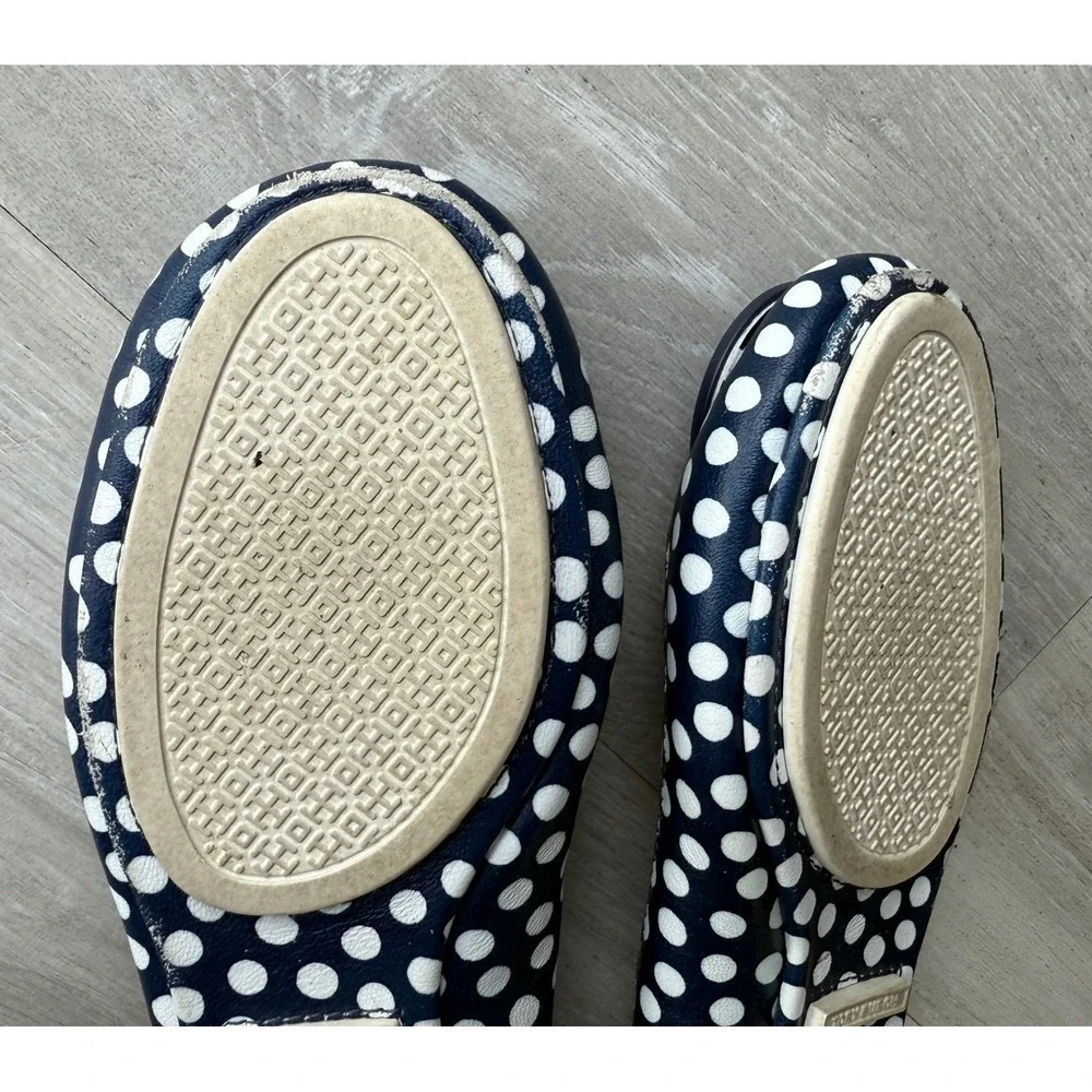 Tory Burch Navy White Polka Dot Reva Ballet Flats Women's Size 4.5-5